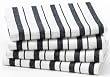 Black Stripe - 4 Pack Oversized Kitchen Towel sets by Cotton Craft - Size 20x30 - Pure 100% Cotton - Crisp Basketweave striped pattern with hanging loop - Highly absorbent, soft & sturdy - Other colors - Spice, Green, Linen, Red & Blue - Easy care machine wash