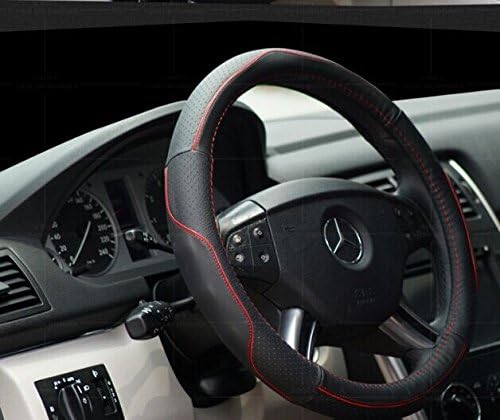Black Natural Leather Steering Wheel Cover