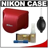 Nikon CB-N2000SE Leather Body Case Set for 1 J1, J2 Digital Camera & 10-30mm Lens (Red) with Cleaning Kit