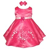 Baby Formal Holiday Party Dresses - Fuchsia Satin (0/3M - 24M)
