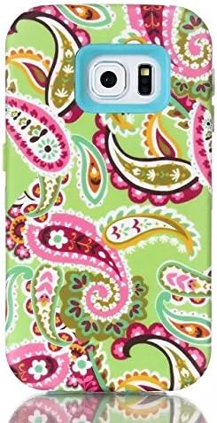 LliVEER S6 Edge Case,Galaxy S6 Edge Case,Samsung S6 Edge Case,Case for Galaxy S6 Edge,Galaxy S6 Edge Hybrid Case,LliVEER 3 Layer Design Cashew Flowers Pattern Hybrid Shock-Absorption Bumper Slim Hard Back Shell Case Cover Protector Fit for Samsung Galaxy S6 Edge Blue