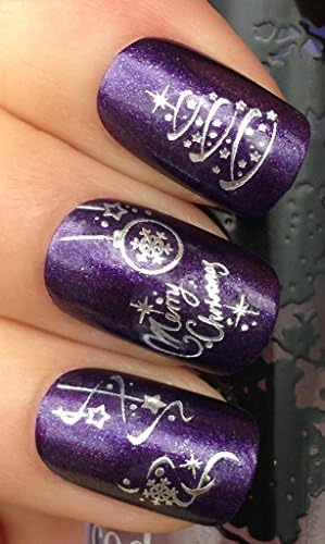 DGI MART Nail Art Water Transfer Decor Stickers Decals SILVER CHRISTMAS TREE/Decorations