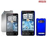 HTC EVO 4G Sprint Combo Dark Blue Rubber feel Protective Case Faceplate Cov ....