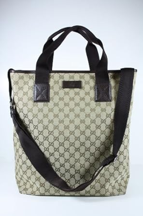 Gucci Handbags Large Beige Fabric and Brown Leather 256099: Handbags: 0