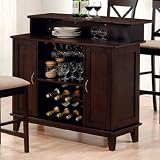 Coaster Contemporary Style Solid Wood Bar Unit with Wine Rack, Deep Cappuccino Finish