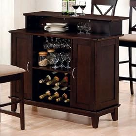 Coaster Contemporary Style Solid Wood Bar Unit with Wine Rack, Deep Cappuccino Finish by Coaster Home Furnishings