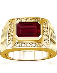 18K Yellow Gold Emerald Cut Ruby Solitaire Ring
