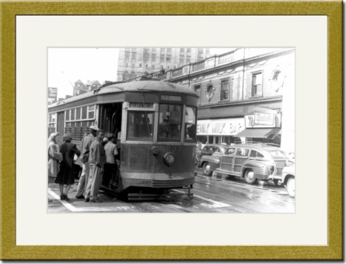 Gold Framed/Matted Print 17x23, L.I.R.R. Depot on Flatbush Avenue