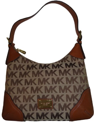 Women's Michael Kors Purse Handbag Millbrook Medium Shoulder Bag Beige/Ebony/Luggage