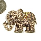 Yellow Topaz & AB Austrian Rhinestone Elephant Gold-Plated Brooch Pin