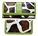 Lime Green Trim Giraffe Print Clutch Wallet with Checkbook Holder