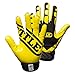 Battle Sports Ultra-Stick Wide Receiver Football Gloves - Adult & Youth Football Gloves - Youth Large, Neon Yellow/Black