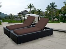 Big Sale ohana collection PN7023Brn Genuine Ohana Outdoor Patio Wicker Furniture 2-Piece Chaise Lounge Set