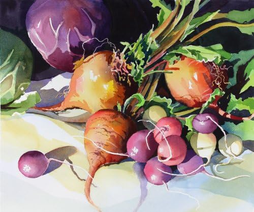 Golden Beets and Radishes, Giclee Print of Kitchen Still Life, Various Sizes