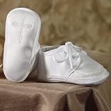 Baby Boys White Satin Celtic Cross Oxford Christening Shoes 0-3