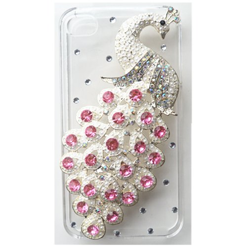 EVTECH(TM) 3D Handmade Bling Peacock Crystal Case Cover Faceplate for iPhone 5 / 5S T-Mobile Sprint AT&T Verizon(100% Handcrafted)