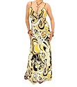 Blue Banana Yellow Retro Print Long Maxi Dress