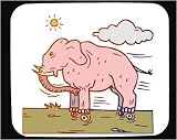 Le Bloc de Souris avec le nuage, le patin, l'éléphant, la roue, rose, le rouleau