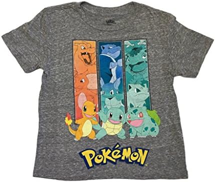 Pokemon Little Boys Pikachu and Friends Pokeball T-Shirt (7/M, Gray)