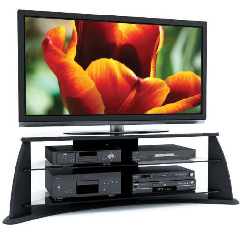 Sonax FP-5000 Florence 51-Inch Midnight Black TV Stand with Glass Shelves On Sale