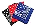 ComboCube 12 Pack Multi-Purpose Cotton Paisley Cowboy Bandanas Headband for Men and Women,Black&Blue&Red
