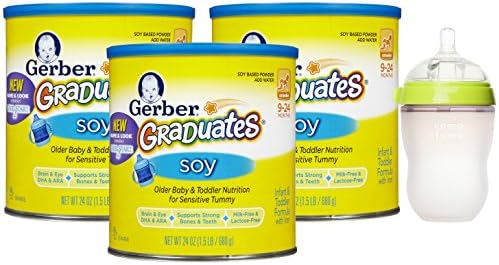 Gerber Graduates Soy Infant &amp; Toddler Formula (3 Pack) with Comotomo Silicone Feeding Bottle