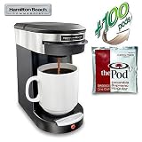Hamilton Beach HDC200S Commercial 1 Cup Brewer - Stainless Steel (includes 100 Colombia Supremo Pods)