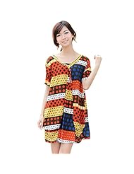 V-neck Polka Dot Print Crystal Short Sleeves Velvet  Dress