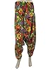 Harem Pants Green Rust Floral Print Boho Yoga Bellydance Romper Jumpsuit