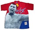 Platinum FUBU Muhammad Ali Button Down Short Sleeve Dress Shirt - Red / Royal Blue