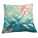 Monkeysell Retro Mermaid Square Linen Pillow Painting Fish Gifts Style Sofa Home Decoration esign Throw Pillow Case Cushion Covers Square 18 Inch (S053A4)