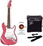 3/4 Size Pink Electric Guitar Package with Amp and Instructional DVD SX SST 62 MG 3/4 BGMY + GA1065 STCAD