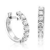14k White Gold Hoop Huggies Earrings (H-I,SI- I, 1.00 carat)
