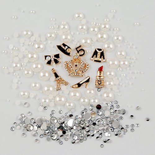 MINI KITTY (Phone shell is not included, only DIY material contained) 3D Bling White pearl black bow dress hat lipstick heels Crown Eiffel Tower Digital Cell Phone Flat back Kawaii Deco Kit / Set ,cellphone diy Valentine's Day Lovers Easter best unique creative cool gift for iphone 4 4S ,iphone 5 5c 5G,for iphone 6 for iphone 6 plus for samsung note 4 samsung s5 mini s5 i9600 for samsung galaxy s3 i9300 ,for samsung galaxy s4 i9500 for sony/htc/nokia/google etc +free microfiber cloth