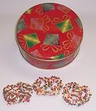 Review Scott's Cakes  / Scott's Cakes 1 lb. White Chocolate Covered Pretzel with Chocolate Chips & Jimmies in a Christmas Present Tin