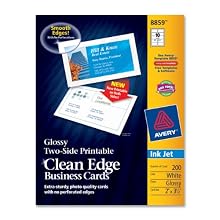 Avery Ink Jet Two-Side Printable Clean Edge Business Cards, White, Glossy, Pack of 200 (8859)