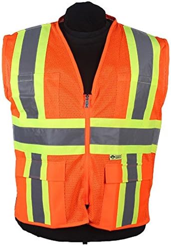 SHINE BRIGHT FRM7038 High Visibility Zipper Front Safety Vest with Reflective Strips ANSI CLASS 2 (Medium, ORANGE)