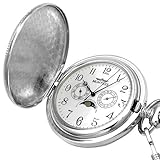 MONTRES モントレス ムーンフェイス搭載 ポケットウォッチ 懐中時計 シルバー柄あり×アラビア数字 MS-923-SV-D