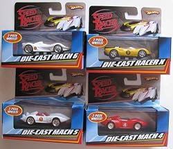 Speed Racer Die-cast 2-piece Wheels Set of 4, Mach 4, Mach 5, Mach 6, Racer X Street Car