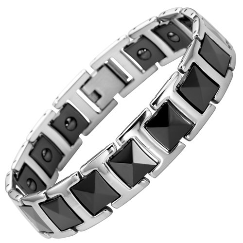 New Mens Willis Judd Stainless Steel and Black Ceramic Magnetic Bracelet In Free Black Gift Box And Free Link Removal Tool