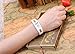 Top Plaza 1pc White Vintage Enamel Bracelet Watch Bangle Quartz Watch for Women with Rectangle Case