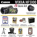 Brand New Canon VIXIA HF S100 Flash Memory High Definition With "The Perfect Vixia Accessory Kit" Includes 16GB Memory, 3.5X Teephoto Lens, 0.40X Wide Angle Lens, Filter Kit, 5 Hour Extended Battery & Charger + Pro Hard Case + Tripod & Much More