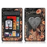 Black Lace Flower Design Protective Decal Skin Sticker - Matte Satin Coating for Amazon Kindle Fire (7 inch Color Multi-Touch Display)