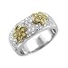 14k Two Tone Gold Flower White and Chocolate Brown Diamond Ring / Band, Size 7 (HI, I, 0.77 carat)