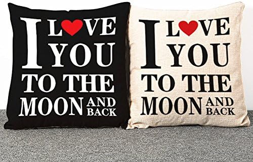 AmbreliaAmbrelia Cotton Linen Pillowcase Cushions Cover with Quotes I Love You to The Moon and Back 1818 inch (2pcs)