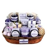 Bath Body Shower Spa Gift Basket - Lavender Vanilla - Christmas Holiday Gift Idea for Her