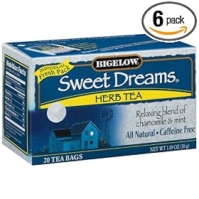 Bigelow Sweet Dreams Herbal Tea, Relaxing Blend of Chamomile & Mint, Caffeine Free, 20-Count Boxes (Pack of 6)