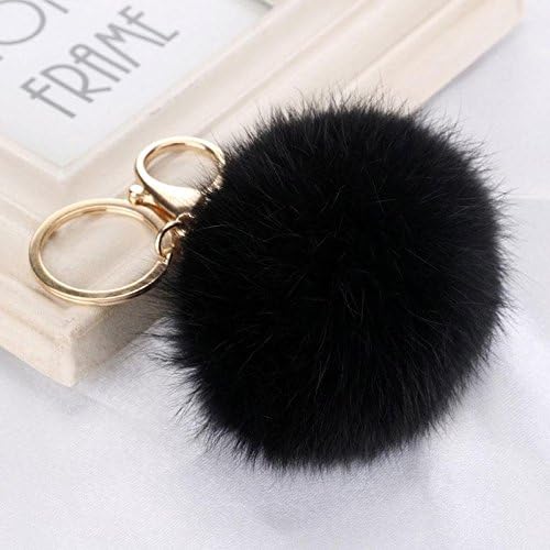 PrimaryKeyUS Chraming Practical1pc New Style Rabbit Fur Ball Keychain Multifunctional Functional Black Delicated