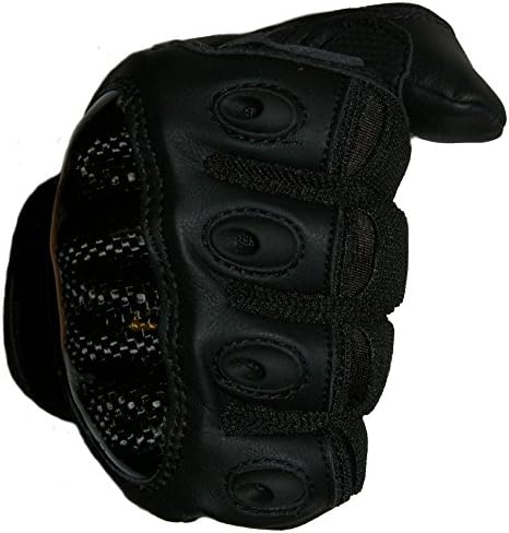 Crownover Tactical VANGUARD Gloves, Carbon Fiber Knuckle Protection PU Leather Adjustable Full-finger Military Shooting Outdoor Cycling Hunting Riding Airsoft Gloves (Black, XX-Large)