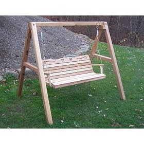 6' Red Cedar American Sweetheart Porch Swing w Stand by The Cedar Store